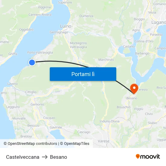 Castelveccana to Besano map