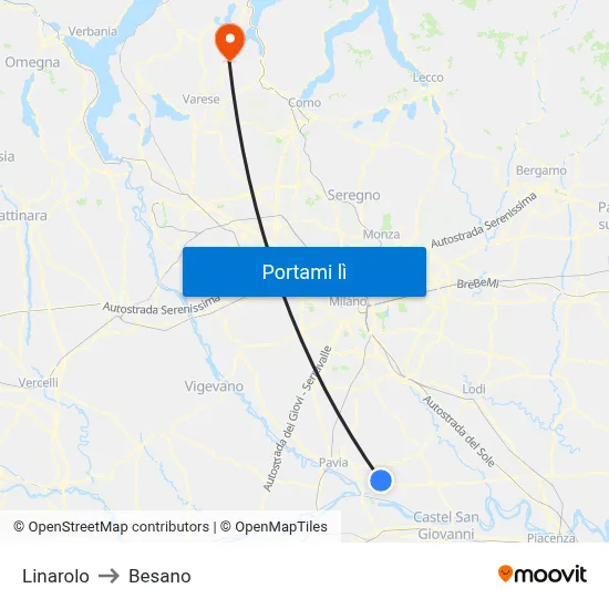 Linarolo to Besano map