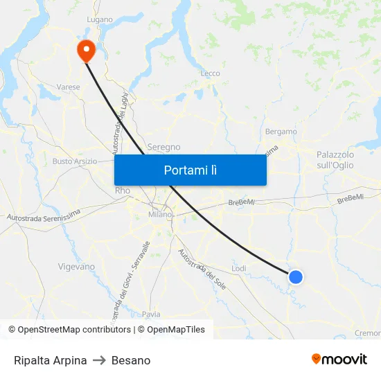 Ripalta Arpina to Besano map