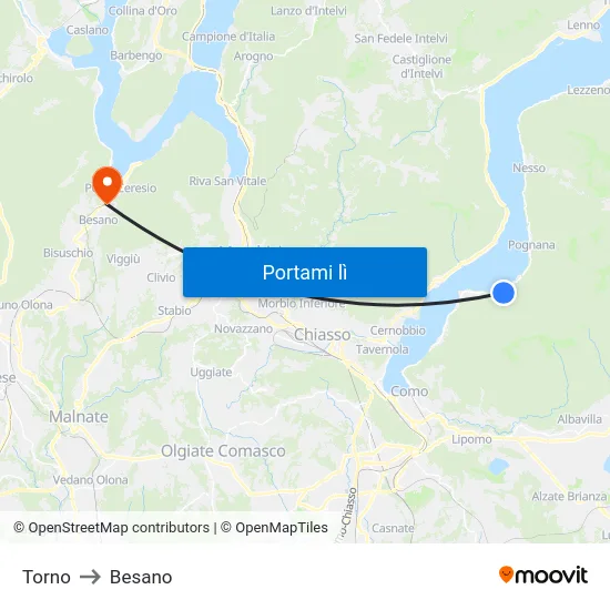 Torno to Besano map
