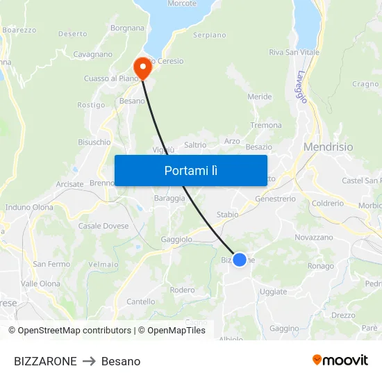 BIZZARONE to Besano map