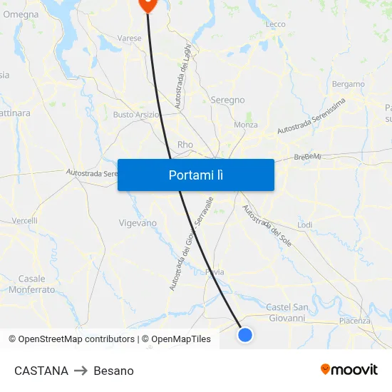 CASTANA to Besano map