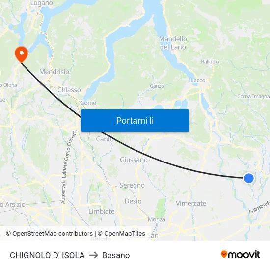 CHIGNOLO D' ISOLA to Besano map