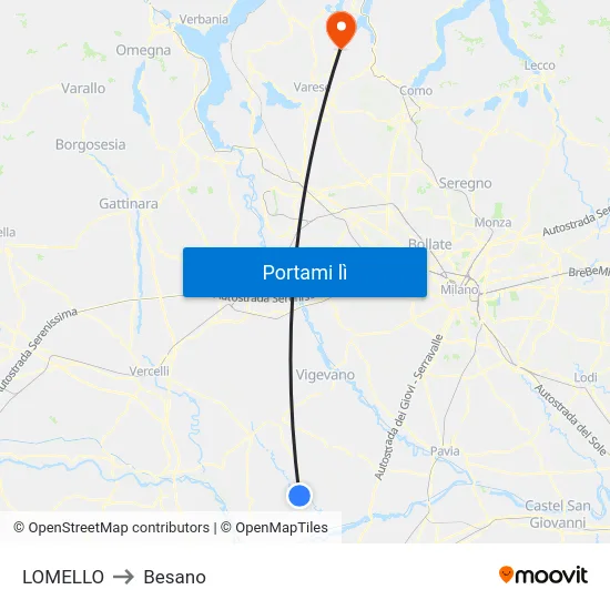 LOMELLO to Besano map