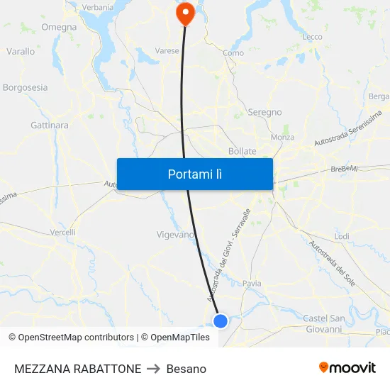 MEZZANA RABATTONE to Besano map
