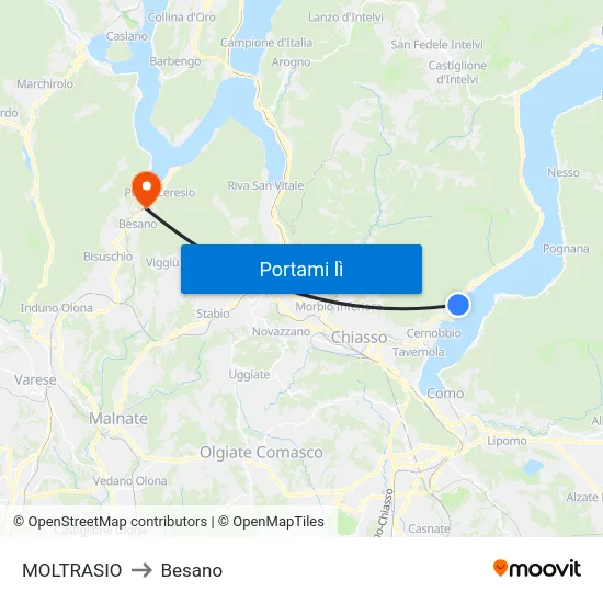MOLTRASIO to Besano map