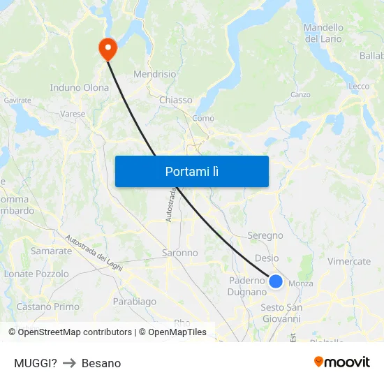 MUGGI? to Besano map