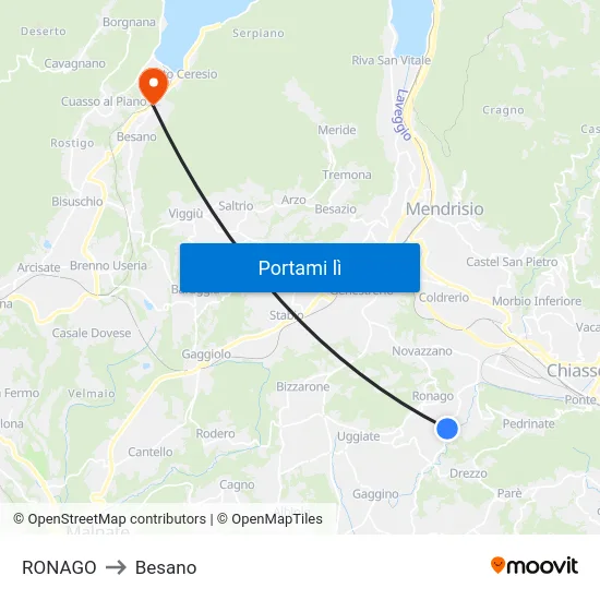 RONAGO to Besano map