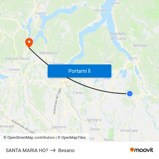 SANTA MARIA HO? to Besano map