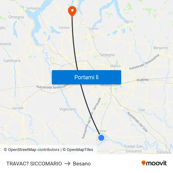 TRAVAC? SICCOMARIO to Besano map