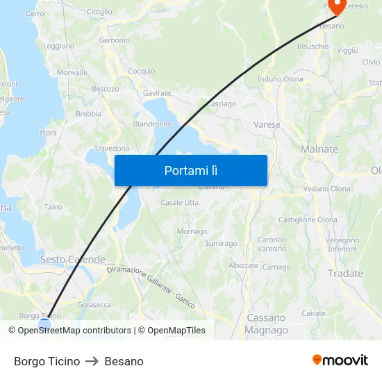 Borgo Ticino to Besano map