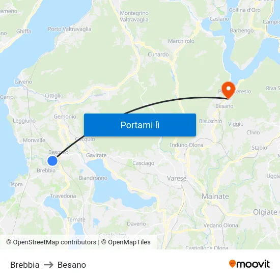 Brebbia to Besano map