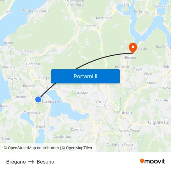 Bregano to Besano map