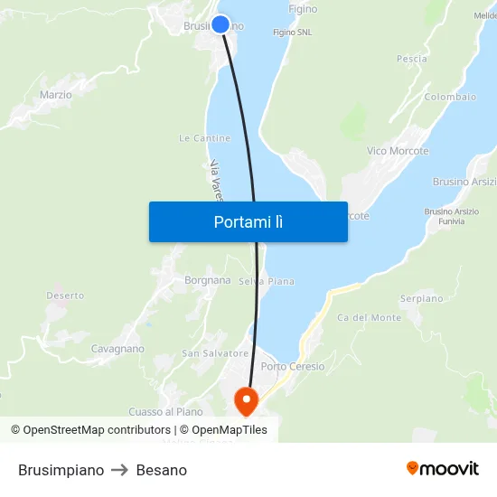 Brusimpiano to Besano map