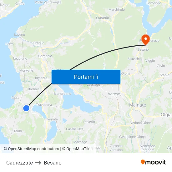 Cadrezzate to Besano map