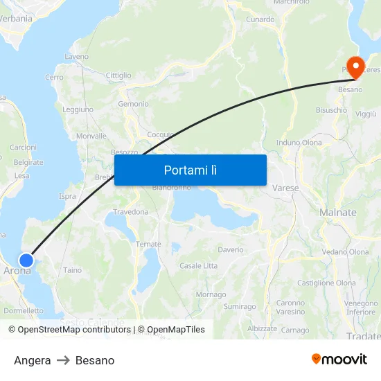 Angera to Besano map