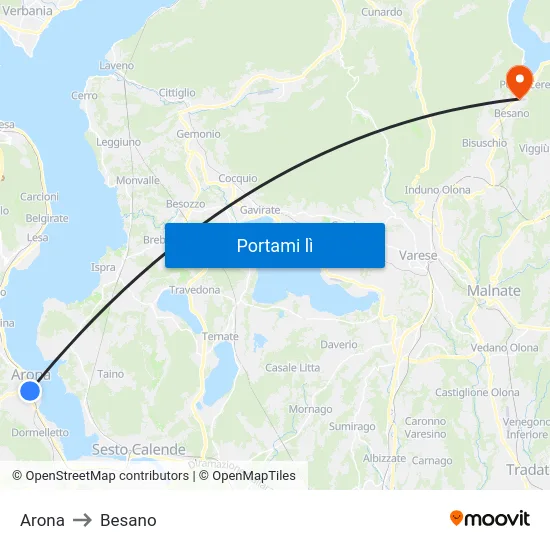 Arona to Besano map