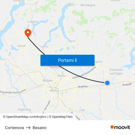 Cortenova to Besano map