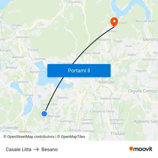 Casale Litta to Besano map