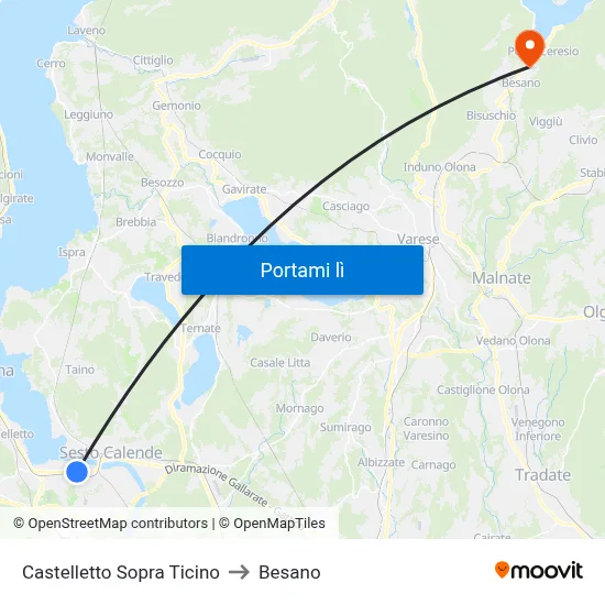 Castelletto Sopra Ticino to Besano map