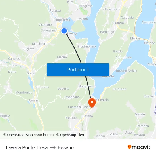 Lavena Ponte Tresa to Besano map