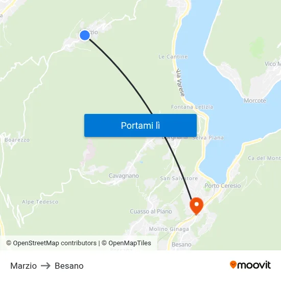 Marzio to Besano map