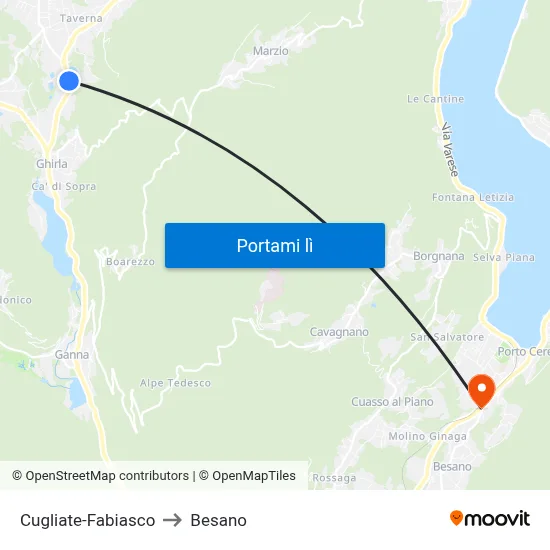 Cugliate-Fabiasco to Besano map