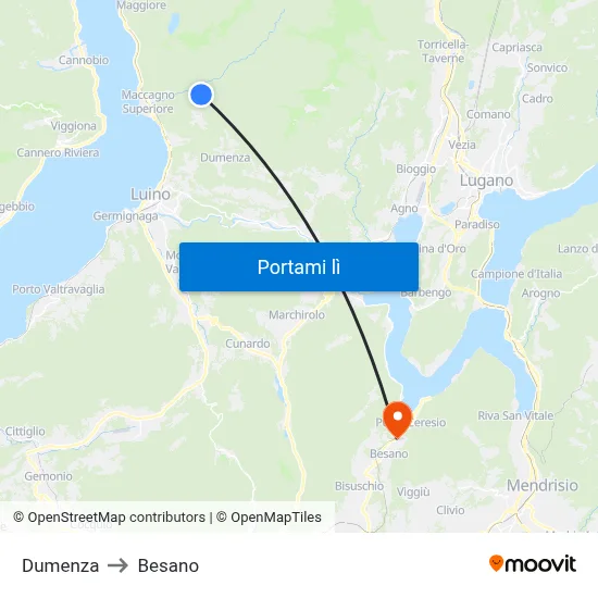 Dumenza to Besano map