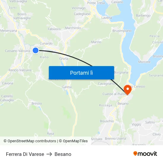Ferrera Di Varese to Besano map