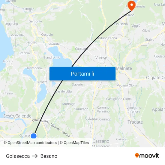 Golasecca to Besano map