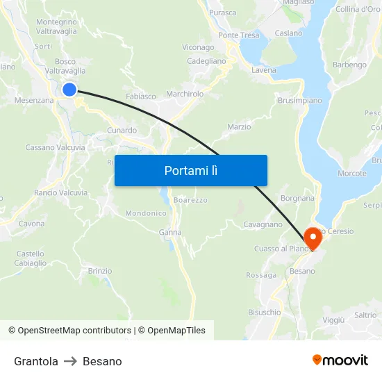 Grantola to Besano map