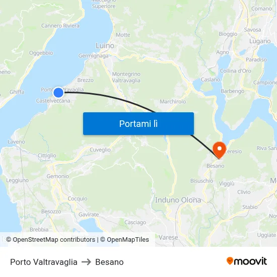 Porto Valtravaglia to Besano map
