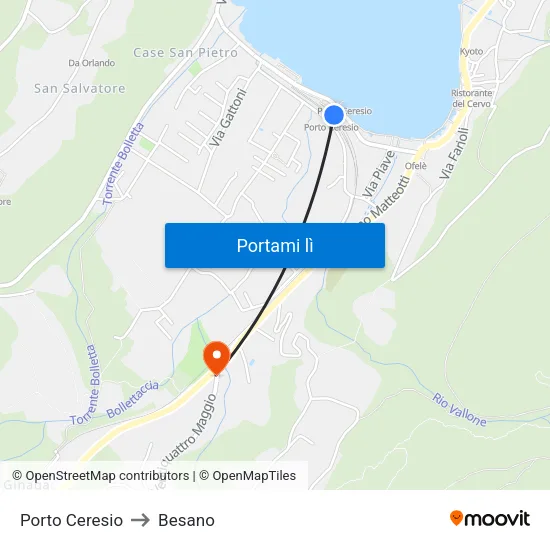 Porto Ceresio to Besano map