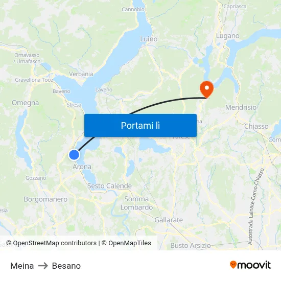 Meina to Besano map