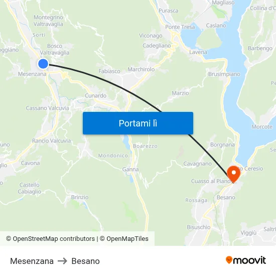 Mesenzana to Besano map