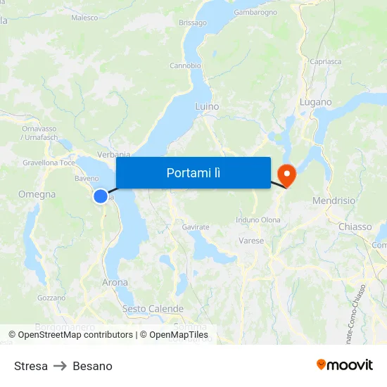Stresa to Besano map