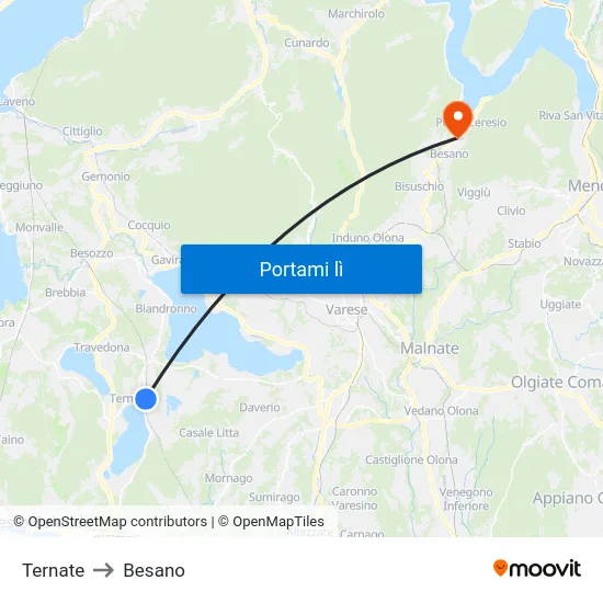 Ternate to Besano map