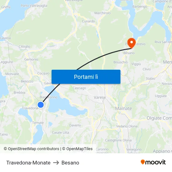 Travedona-Monate to Besano map