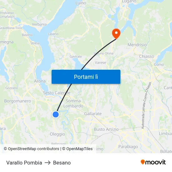 Varallo Pombia to Besano map