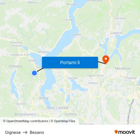 Gignese to Besano map