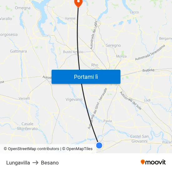Lungavilla to Besano map