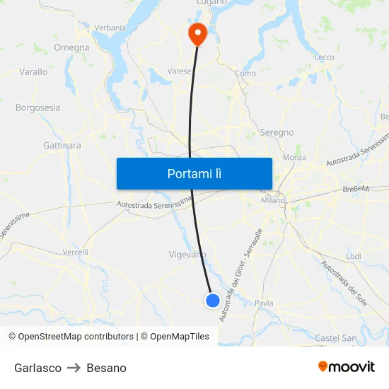 Garlasco to Besano map