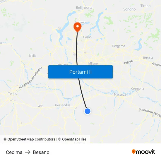 Cecima to Besano map