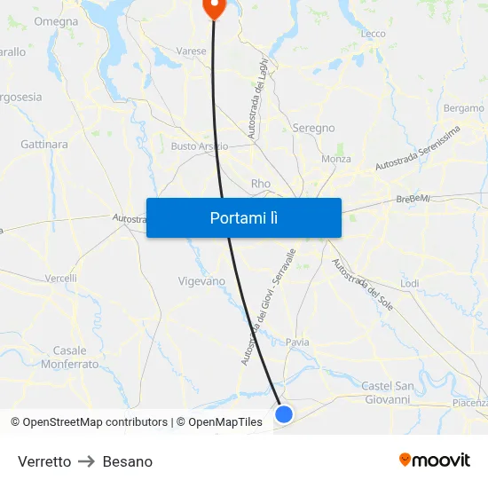 Verretto to Besano map