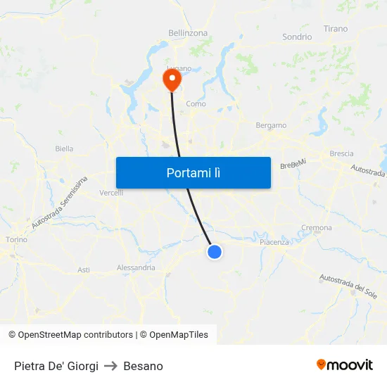 Pietra De' Giorgi to Besano map