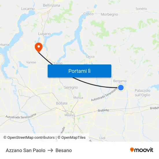 Azzano San Paolo to Besano map