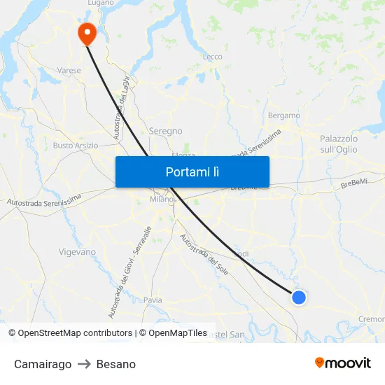 Camairago to Besano map