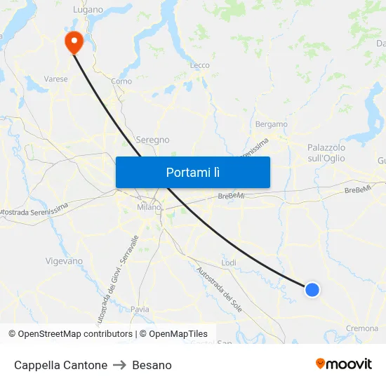 Cappella Cantone to Besano map