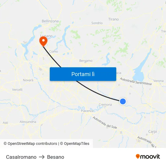 Casalromano to Besano map