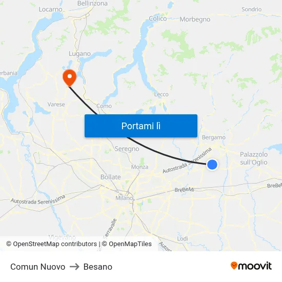 Comun Nuovo to Besano map
